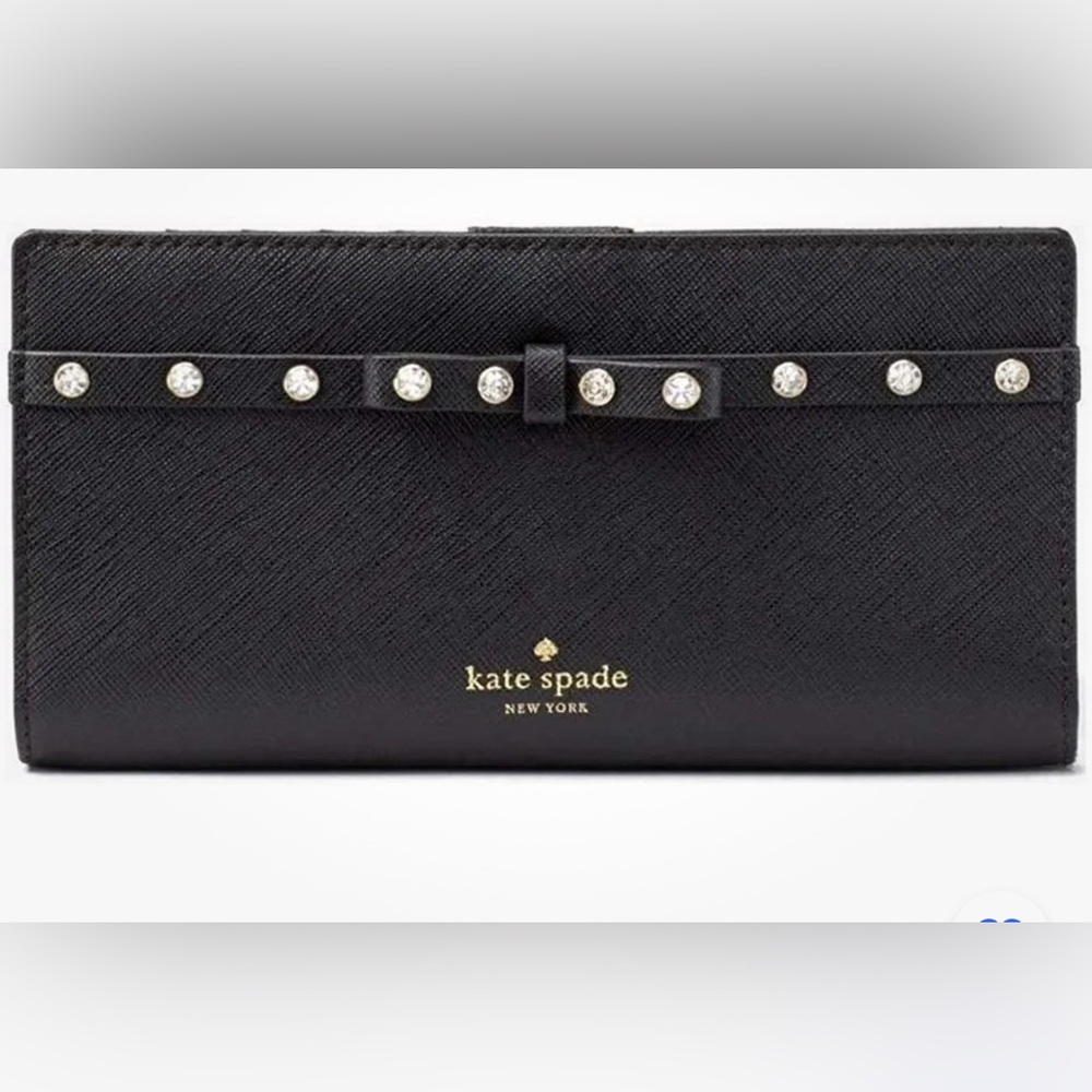 Kate Spade New York 250754 Womens Laurel Way Jeweled Clutch Wallet Black